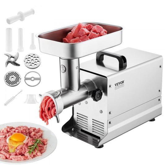 1A-EG112 - 550W Stainless Steel Meat Grinder - 11 lbs/min with Sausage Tubes