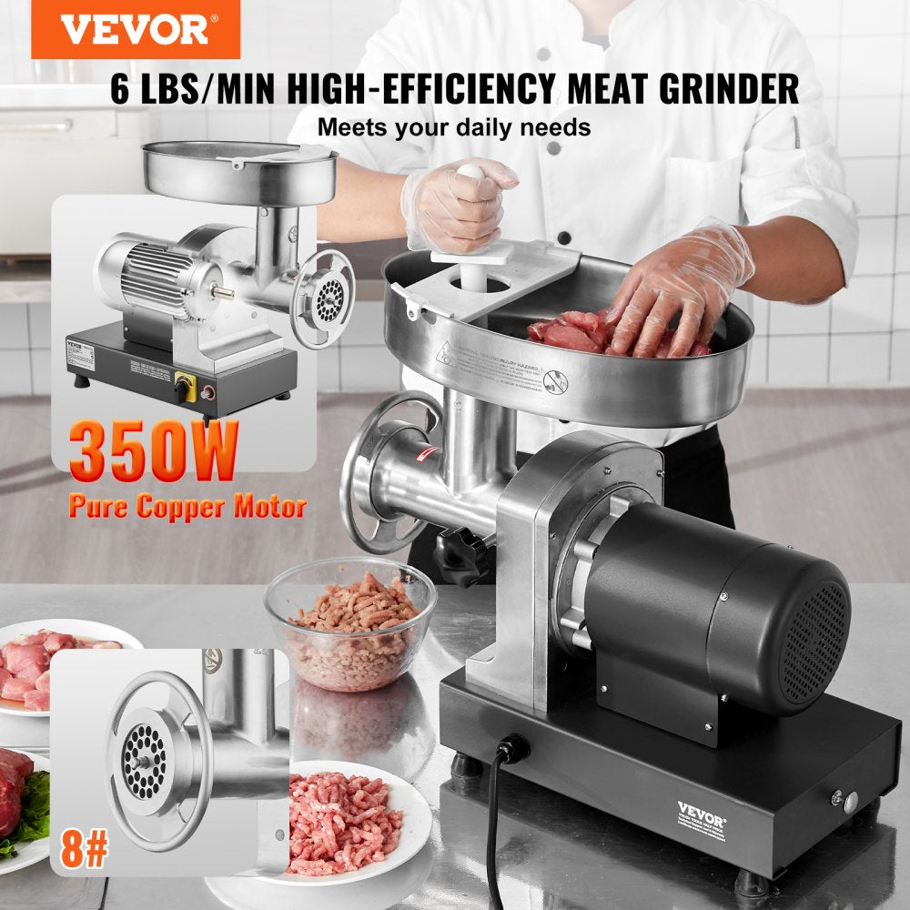 1A-EG808 - 350W Stainless Steel Electric Meat Grinder, 6 lbs/min Capacity