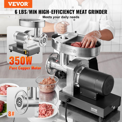 1A-EG808 - 350W Stainless Steel Electric Meat Grinder, 6 lbs/min Capacity