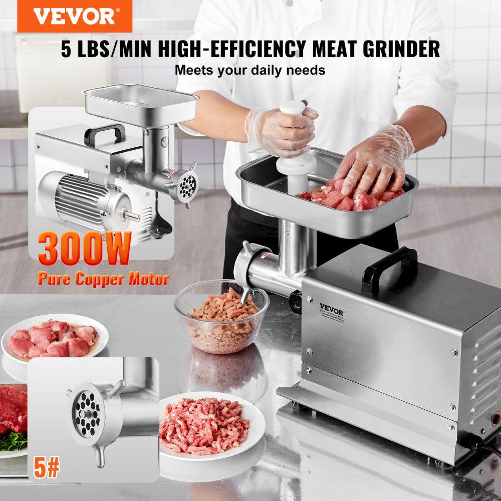 1A-EG105 - Stainless Steel Electric Meat Grinder, 5 lbs/min, 300W Motor