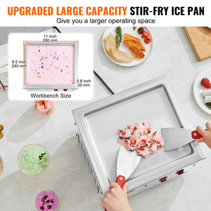 CBJF-1DC280 - 11" Stainless Steel Fried Ice Cream Roll Maker with Compressor
