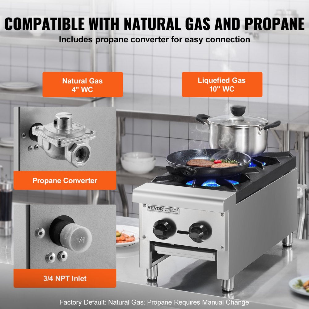 GHP-212 - 2-Burner Commercial Gas Stove with Instant Ignition