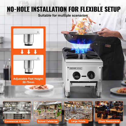 GHP-212 - 2-Burner Commercial Gas Stove with Instant Ignition