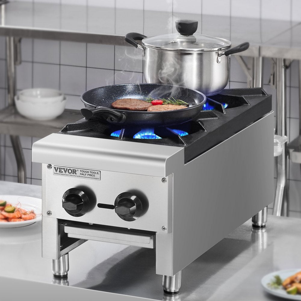 GHP-212 - 2-Burner Commercial Gas Stove with Instant Ignition