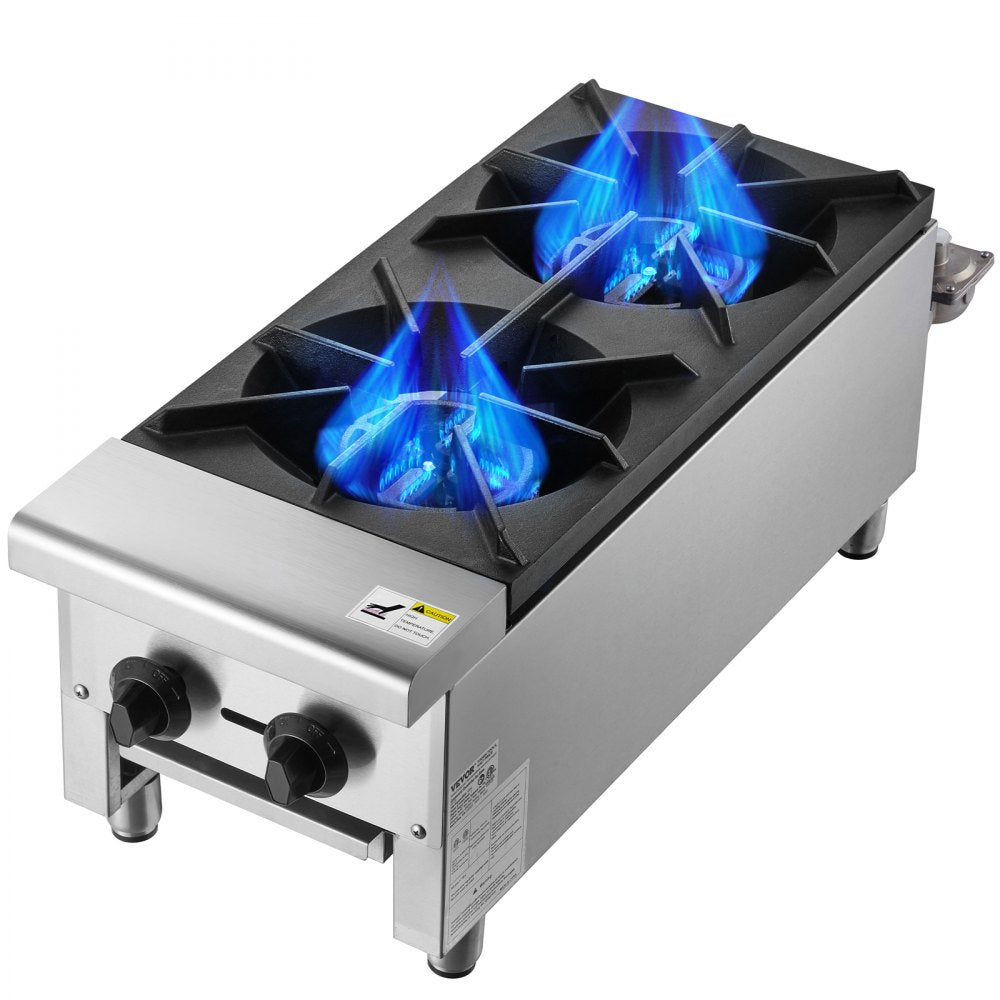 GHP-212 - 2-Burner Commercial Gas Stove with Instant Ignition