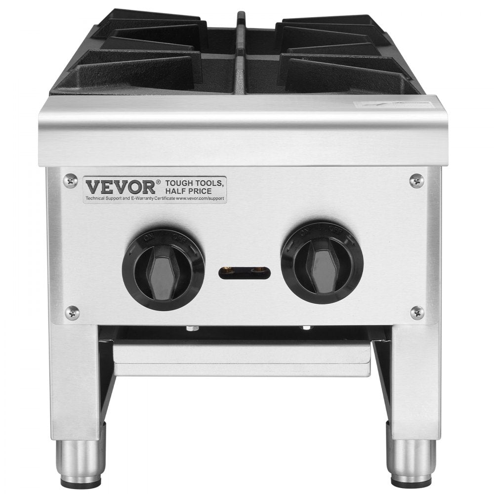 GHP-212 - 2-Burner Commercial Gas Stove with Instant Ignition