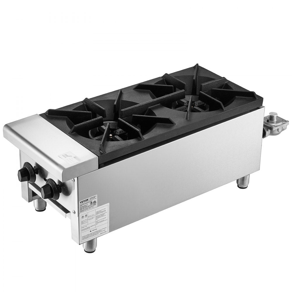 GHP-212 - 2-Burner Commercial Gas Stove with Instant Ignition