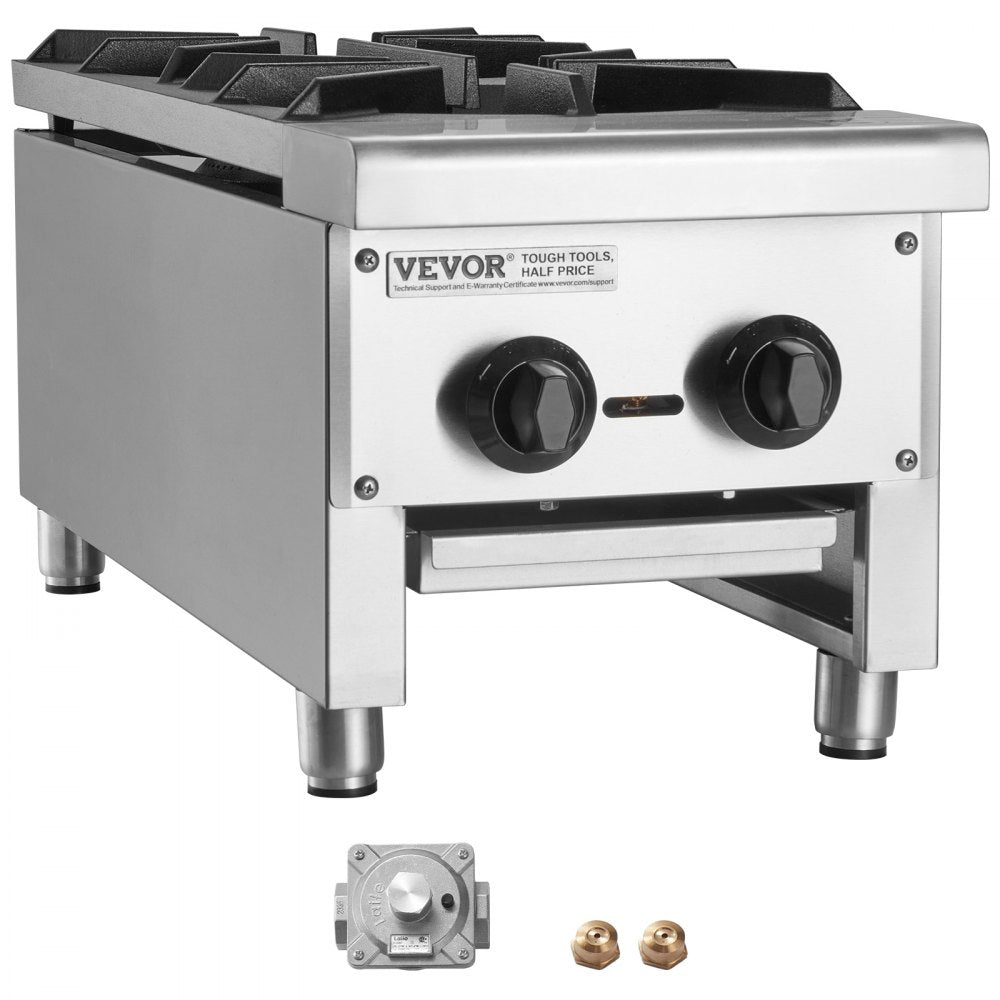 GHP-212 - 2-Burner Commercial Gas Stove with Instant Ignition