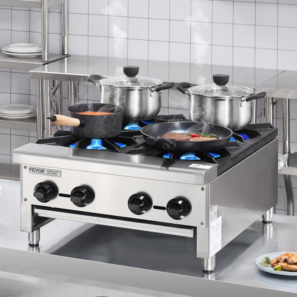 GHP-424 - 4-Burner Stainless Steel Gas Stove for Quick Meal Prep
