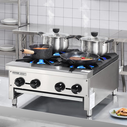 GHP-424 - 4-Burner Stainless Steel Gas Stove for Quick Meal Prep