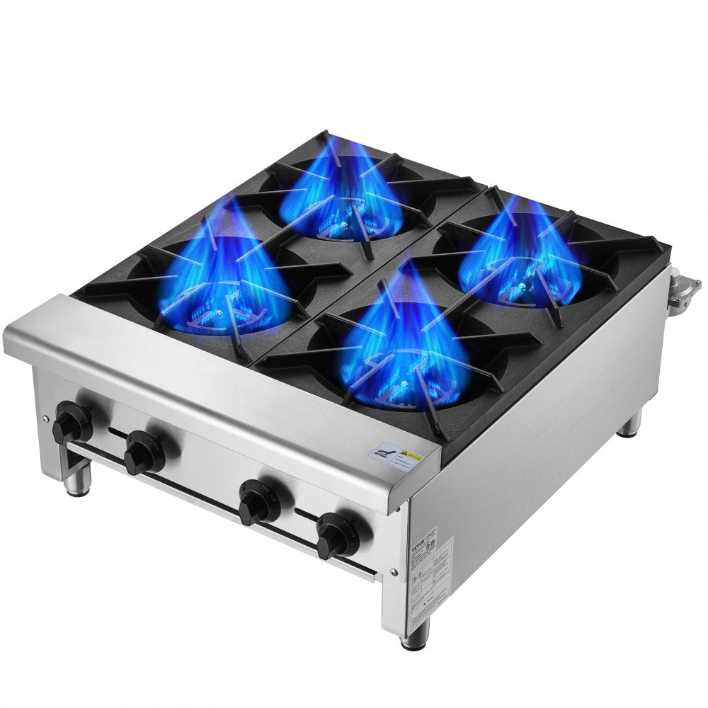 GHP-424 - 4-Burner Stainless Steel Gas Stove for Quick Meal Prep