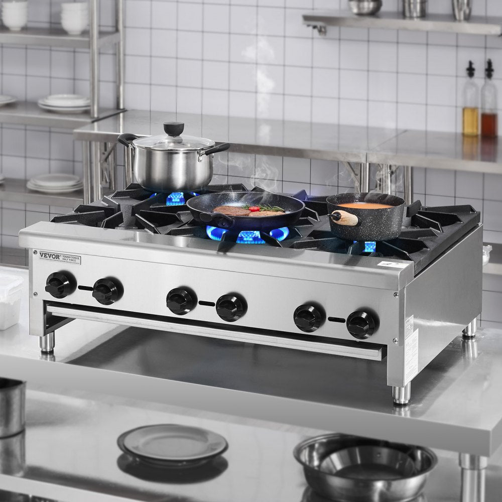 GHP-636 - 6-Burner Stainless Steel Gas Stove for Quick Cooking