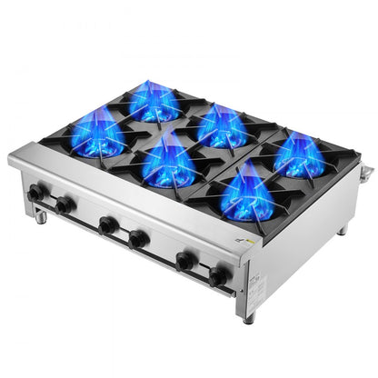 GHP-636 - 6-Burner Stainless Steel Gas Stove for Quick Cooking