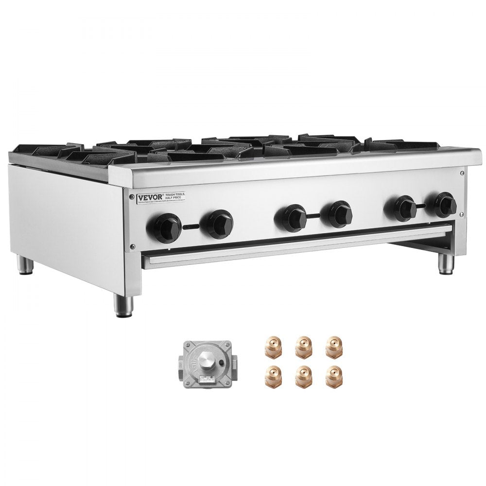 GHP-636 - 6-Burner Stainless Steel Gas Stove for Quick Cooking