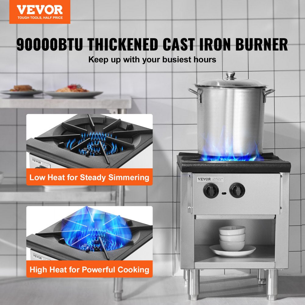 GSP-18-25 - Commercial 1 Burner Gas Range, Durable Stainless Steel Design