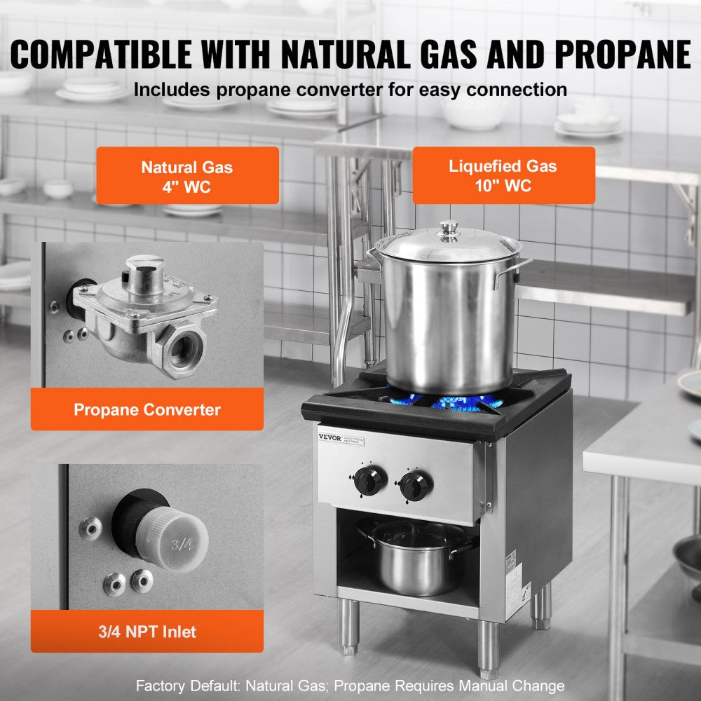 GSP-18-25 - Commercial 1 Burner Gas Range, Durable Stainless Steel Design