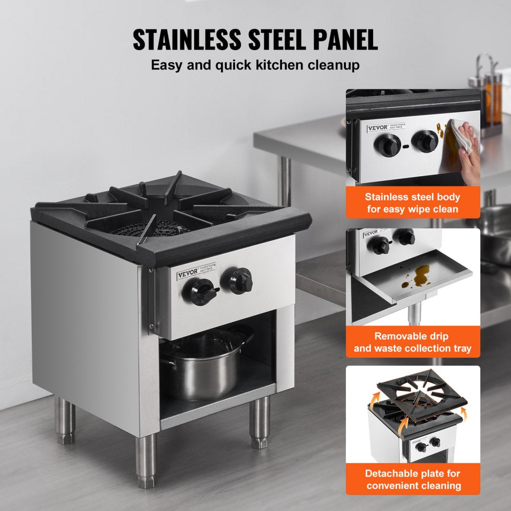 GSP-18-25 - Commercial 1 Burner Gas Range, Durable Stainless Steel Design