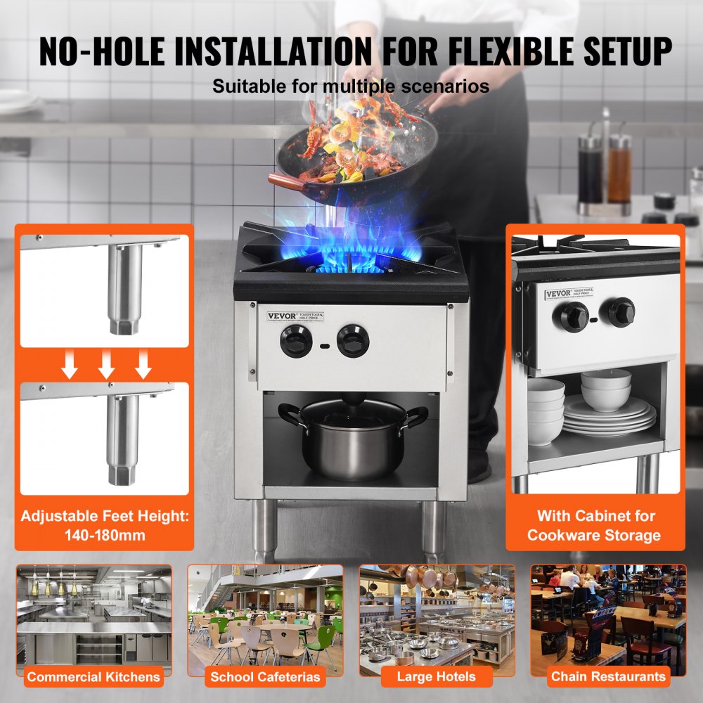 GSP-18-25 - Commercial 1 Burner Gas Range, Durable Stainless Steel Design