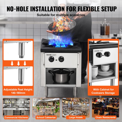 GSP-18-25 - Commercial 1 Burner Gas Range, Durable Stainless Steel Design