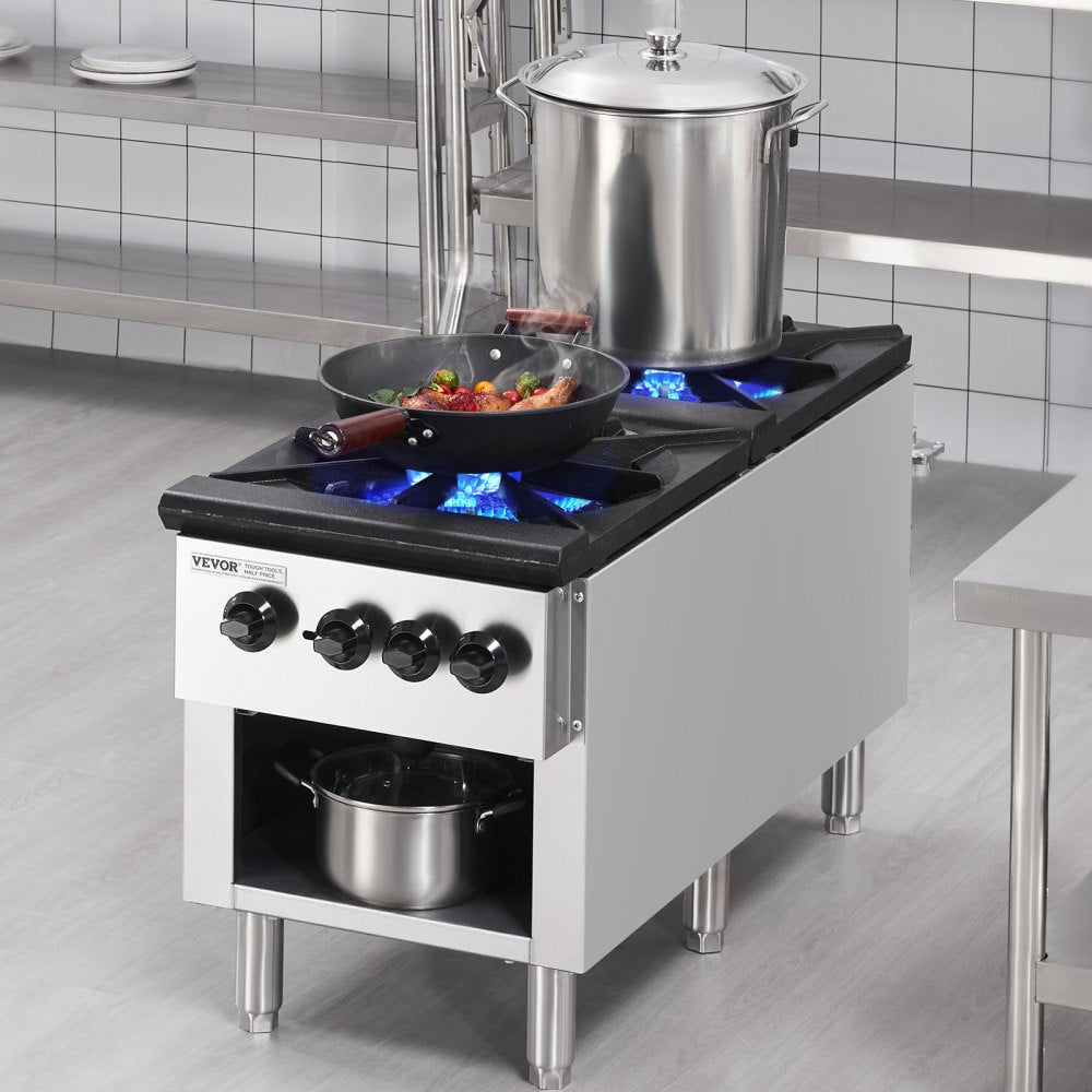 GSP-18-25D - 2-Burner Stainless Steel Commercial Gas Stove with Easy Control