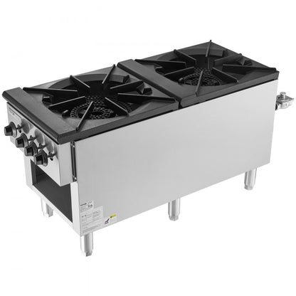 GSP-18-25D - 2-Burner Stainless Steel Commercial Gas Stove with Easy Control