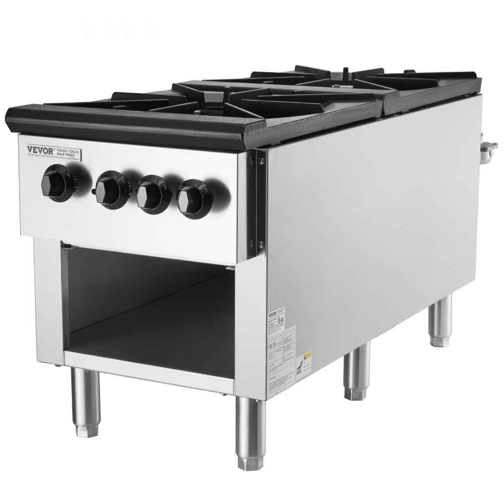 GSP-18-25D - 2-Burner Stainless Steel Commercial Gas Stove with Easy Control