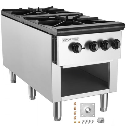 GSP-18-25D - 2-Burner Stainless Steel Commercial Gas Stove with Easy Control