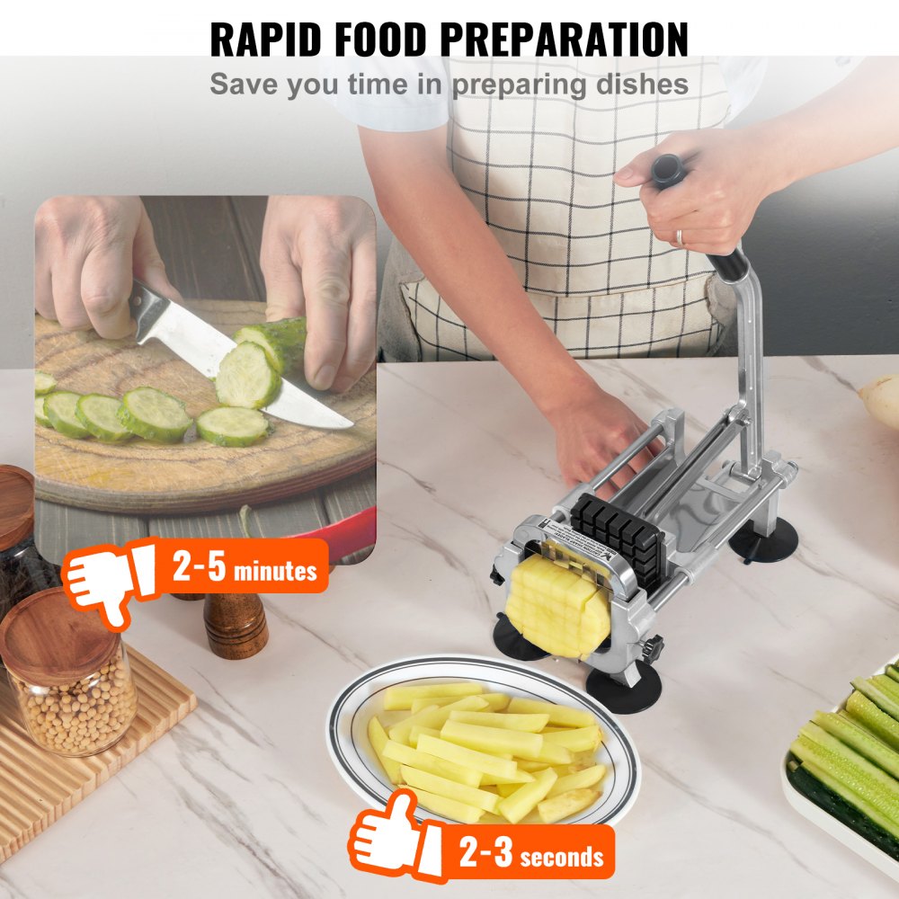 AY420 - Durable Manual Fry Cutter with 1/2" Stainless Steel Blade