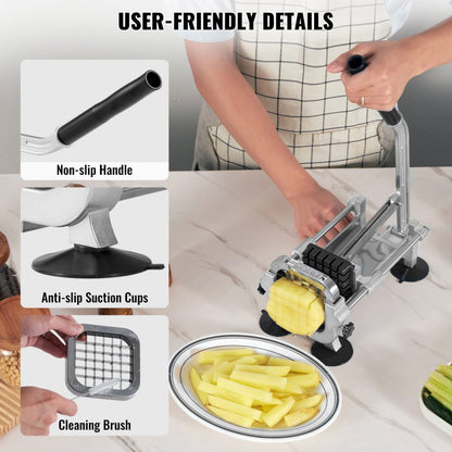 AY420 - Durable Manual Fry Cutter with 1/2" Stainless Steel Blade
