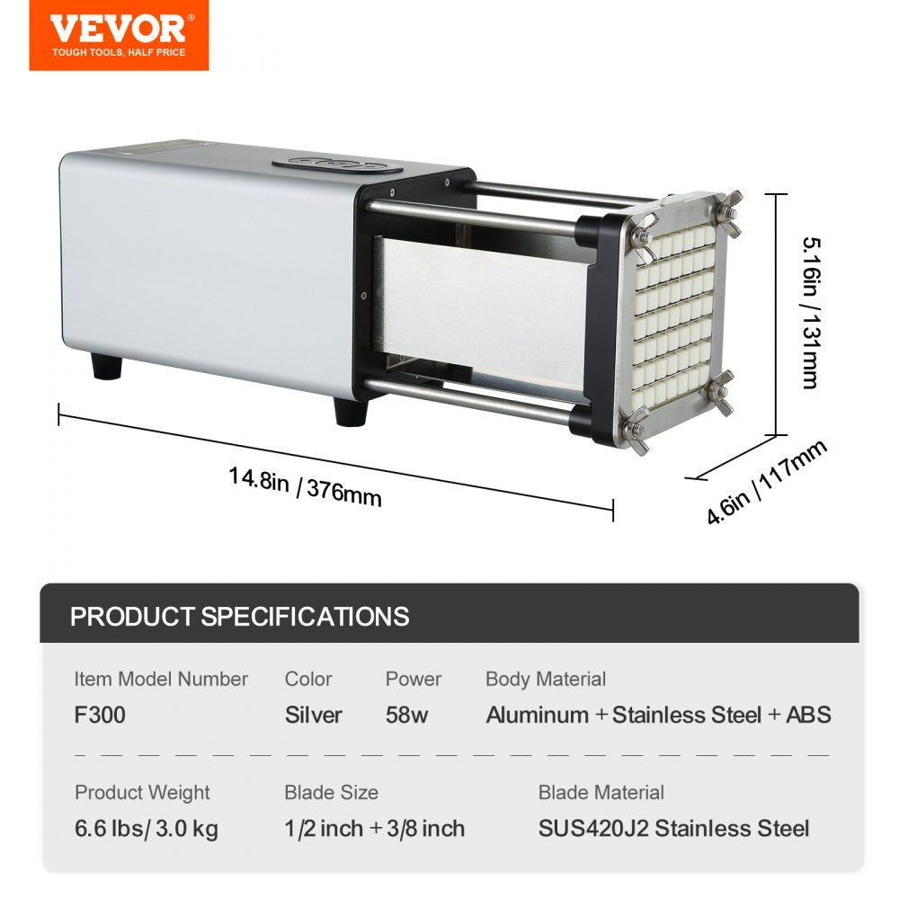 F300 - Electric French Fry Cutter with Stainless Steel Blades & Anti-Slip Feet