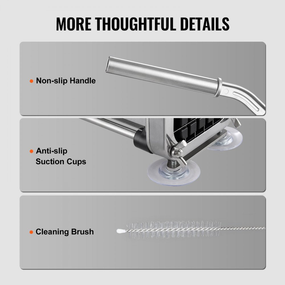 AY410-2 - Ergonomic Stainless Steel French Fry Cutter with Suction Feet