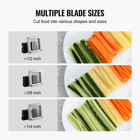 LD02 - Stainless Steel French Fry Cutter with Ergonomic Handle & 3 Blades