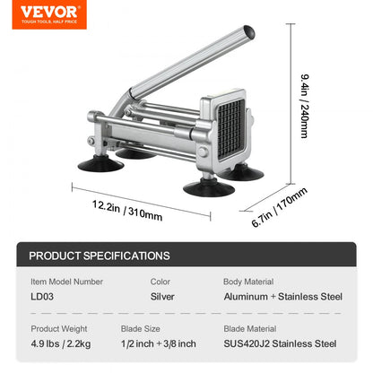 LD03 - Heavy-Duty Stainless Steel French Fry Cutter with Ergonomic Lever