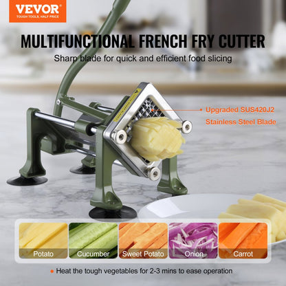 LD02 - Ergonomic Stainless Steel French Fry Cutter with Suction Feet