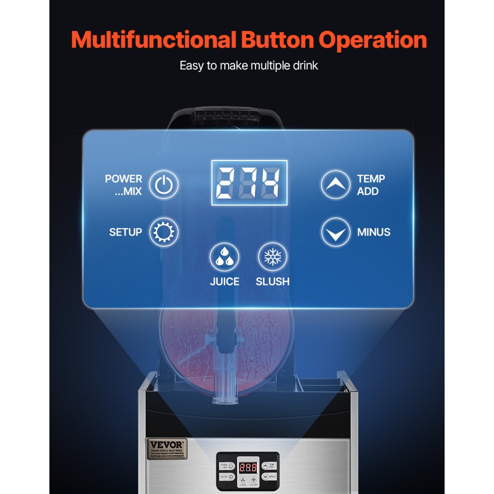 XRJ12LX1 - 12L Stainless Steel Slushy Maker with Adjustable Temperature