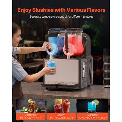 XRJ4LX2 - Stainless Steel Mini Slushy Machine with Two 4L Tanks