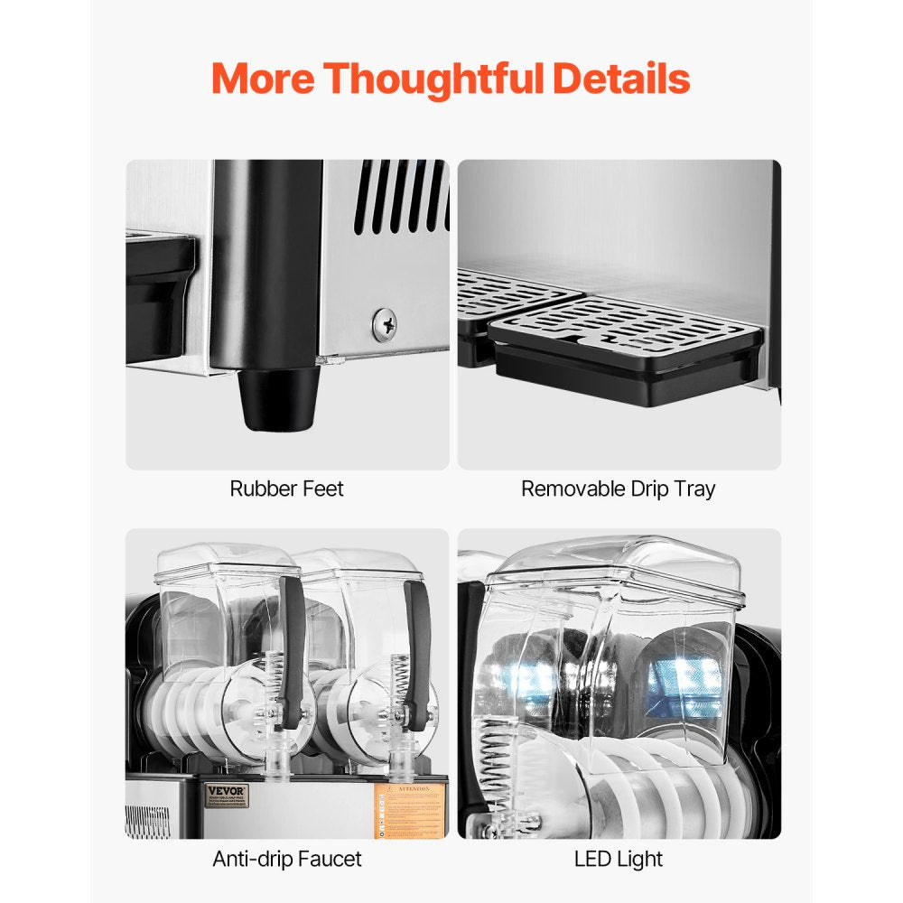 XRJ4LX2 - Stainless Steel Mini Slushy Machine with Two 4L Tanks