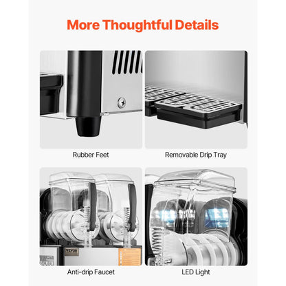 XRJ4LX2 - Stainless Steel Mini Slushy Machine with Two 4L Tanks