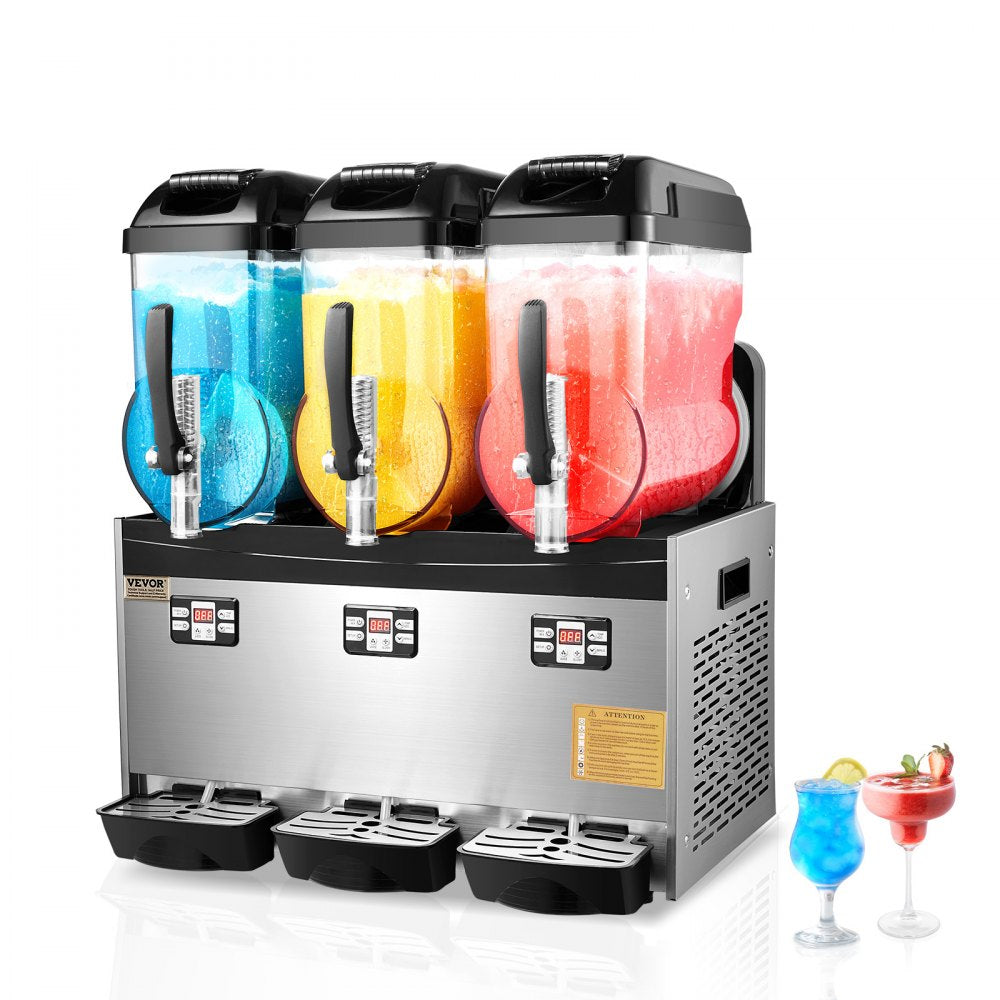 XRJ12LX3 - 3-Tank 12L Slushy Maker, Stainless Steel, Adjustable Temp 5~59°F