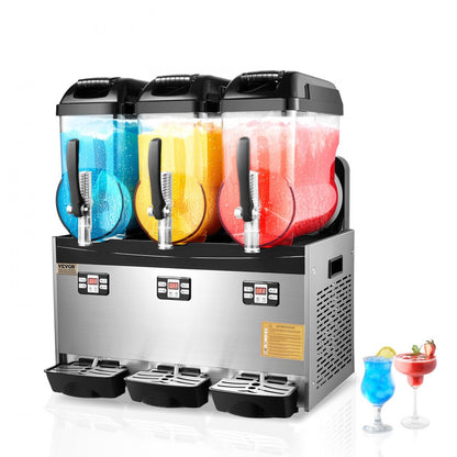 XRJ12LX3 - 3-Tank 12L Slushy Maker, Stainless Steel, Adjustable Temp 5~59°F