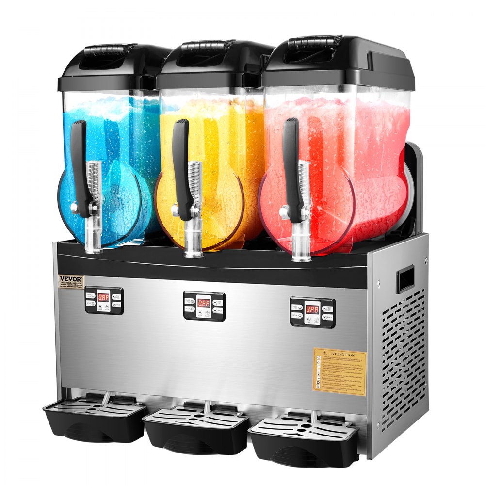 XRJ12LX3 - 3-Tank 12L Slushy Maker, Stainless Steel, Adjustable Temp 5~59°F
