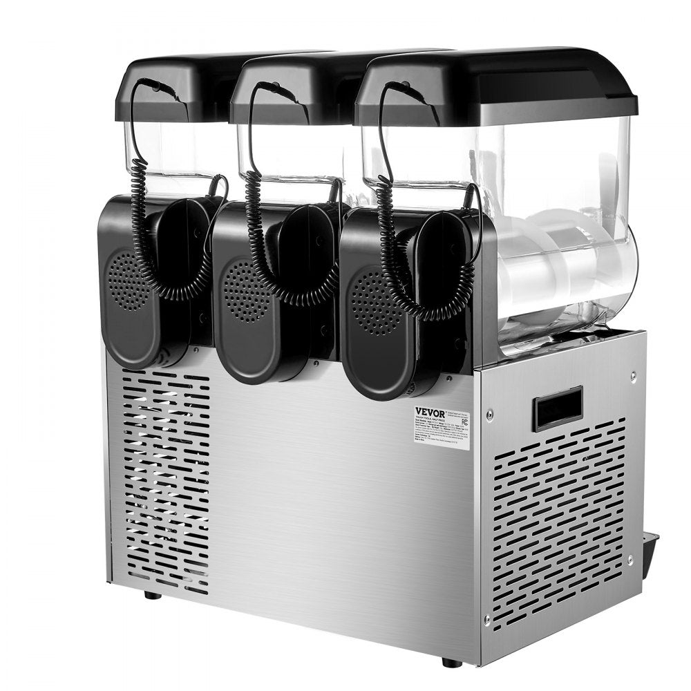 XRJ12LX3 - 3-Tank 12L Slushy Maker, Stainless Steel, Adjustable Temp 5~59°F