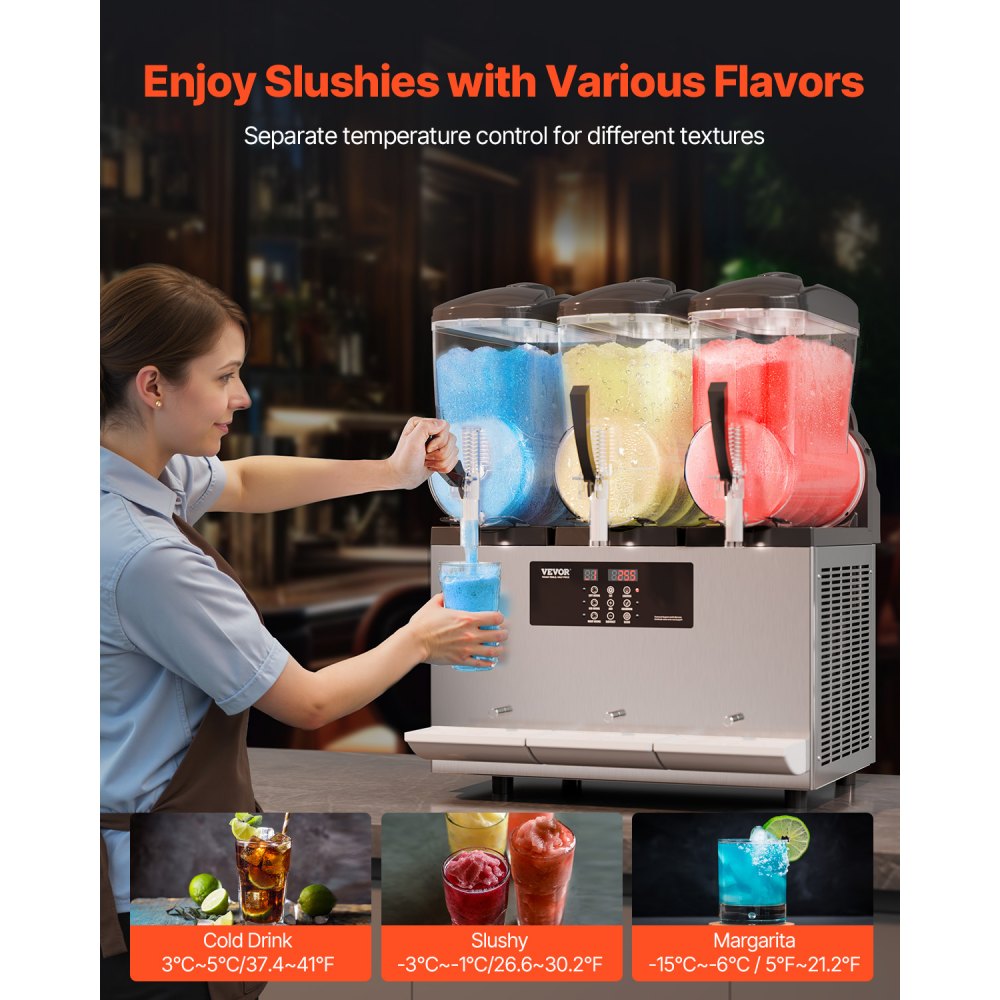 XN360B - Commercial 3-Tank Slushy Machine with 12L Capacity