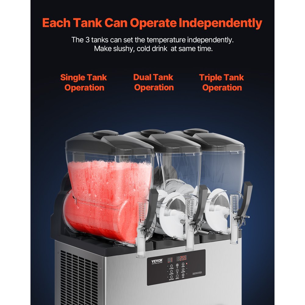 XN360B - Commercial 3-Tank Slushy Machine with 12L Capacity