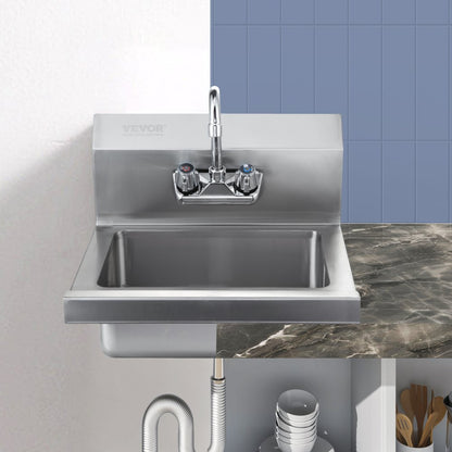 HS-17-SP - Compact Stainless Steel Wall-Mount Hand Sink with Faucet