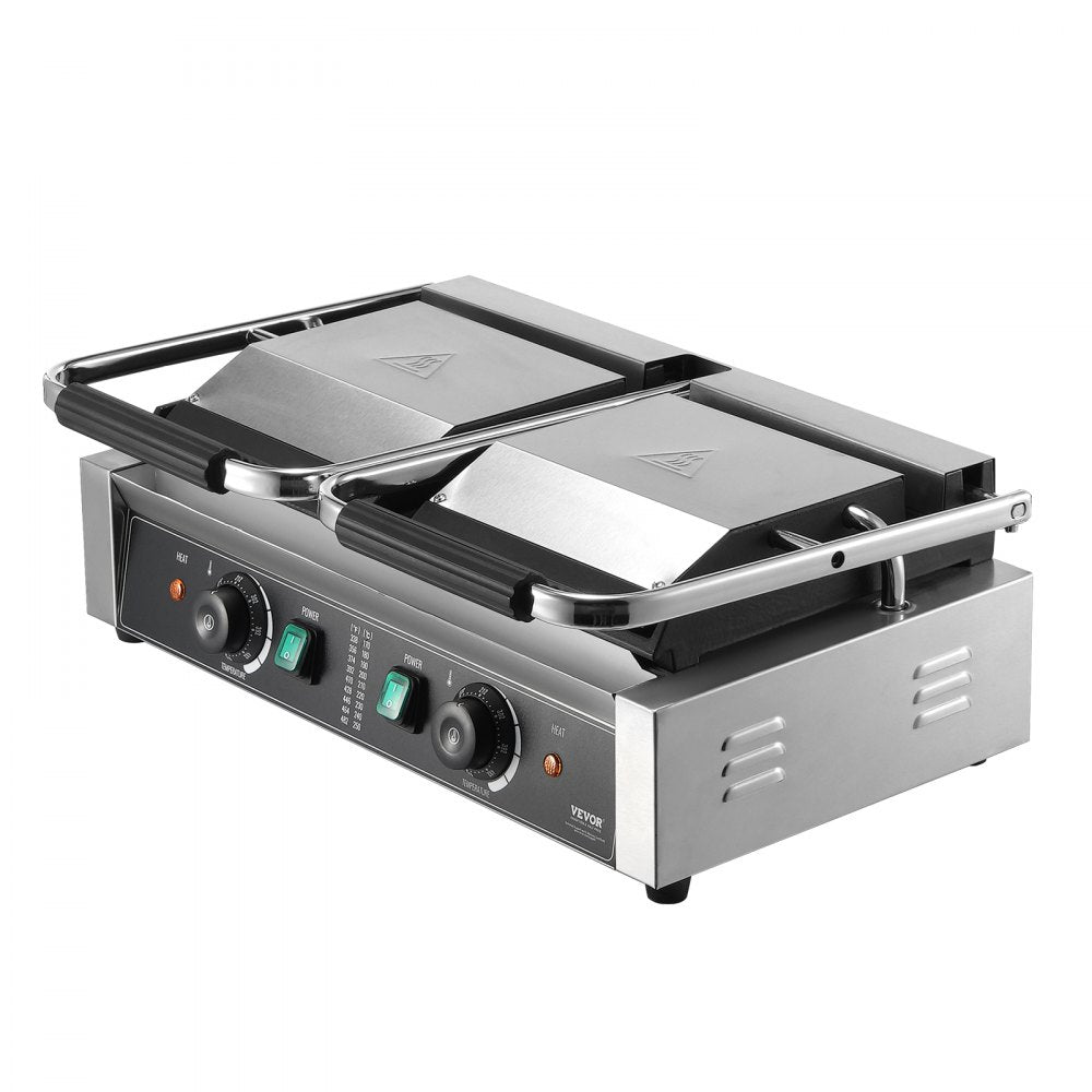HT-813E - Stainless Steel Panini Press Grill with 19"x9" Plates