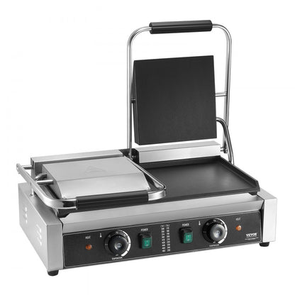 HT-813E - Stainless Steel Panini Press Grill with 19"x9" Plates
