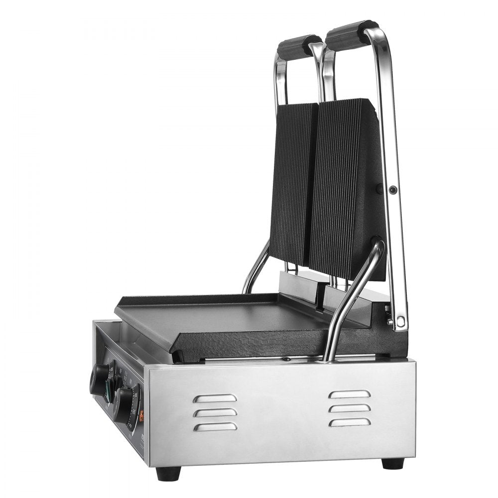 HT-813A - 19"x9" Stainless Steel Panini Press with Adjustable Temperatures