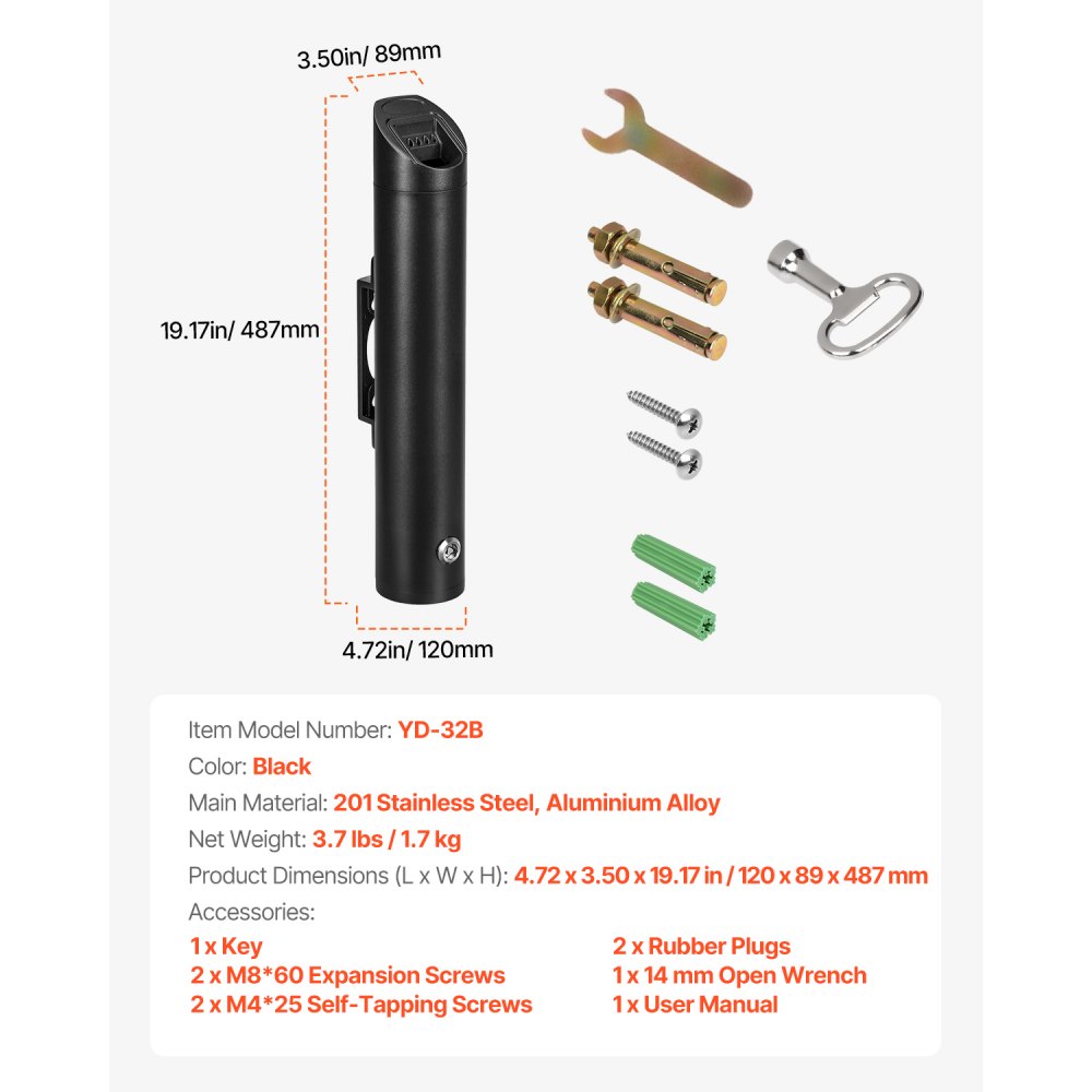 YD-32B - Stainless Steel Outdoor Cigarette Butt Receptacle with Lock
