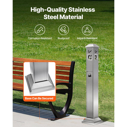 YD-27A - Durable Stainless Steel Outdoor Ashtray for Easy Cigarette Disposal